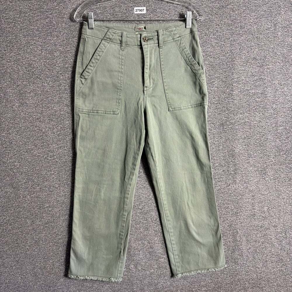FAHERTY Women's Size 26 Olive Green Raw Hem Utility Pants